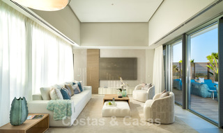 Ready to move in modern luxury front line beach villa for sale in an exclusive complex in Estepona, Costa del Sol 28210 