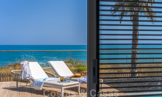 Ready to move in modern luxury front line beach villa for sale in an exclusive complex in Estepona, Costa del Sol 28219 