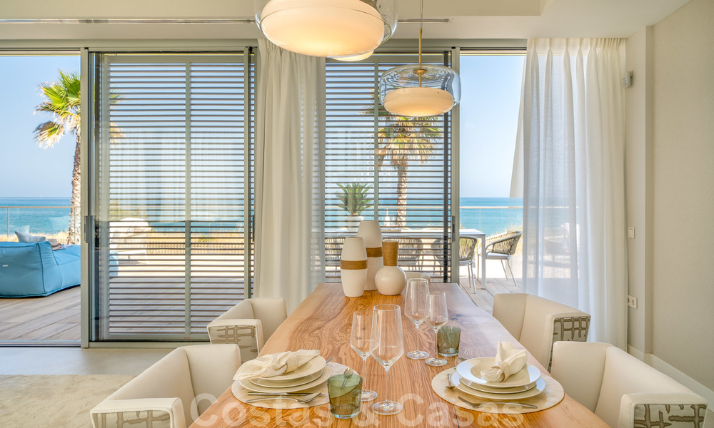 Ready to move in modern luxury front line beach villa for sale in an exclusive complex in Estepona, Costa del Sol 28222