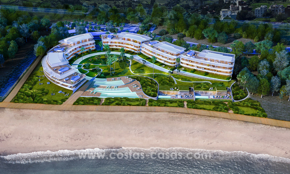 Ready to move in modern luxury front line beach villa for sale in an exclusive complex in Estepona, Costa del Sol 28237
