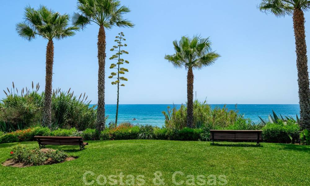 Redecorated townhouse for sale in a small frontline beach complex in Estepona West, close to the city 28123