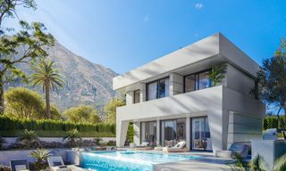 Elegant, new modern villas for sale in Manilva, Costa del Sol. Walking distance to the beach, golf club, amenities, restaurants and marina. 28629 