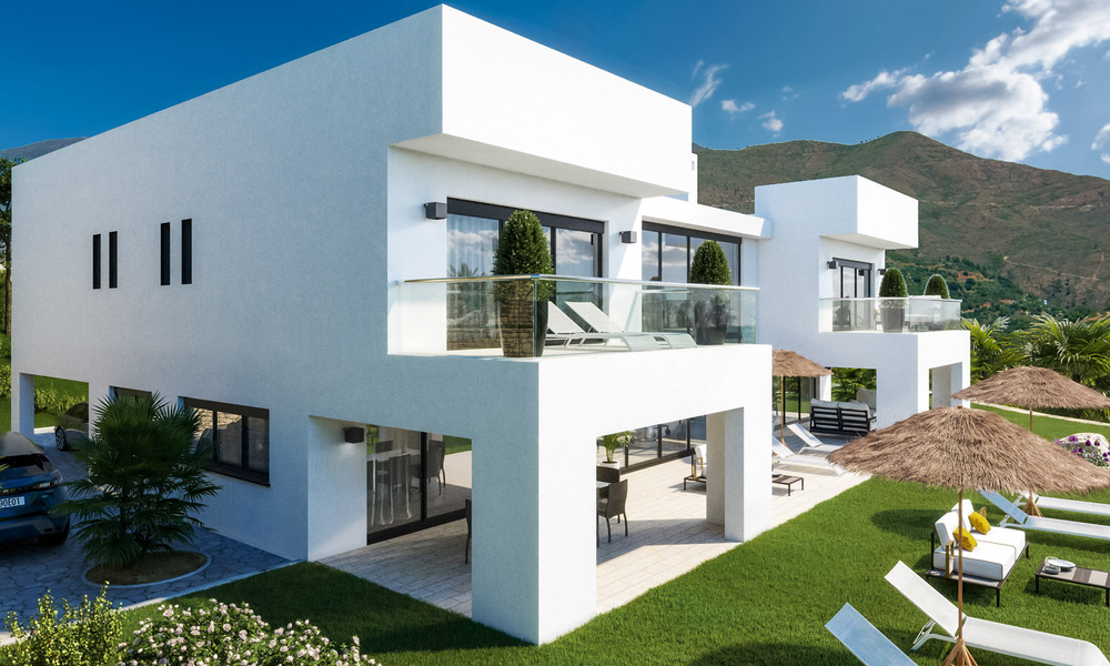 Modern new build villa with panoramic mountain- and sea views for sale in the hills of Marbella East. Under construction. 29572