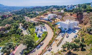 Modern new build villa with panoramic mountain- and sea views for sale in the hills of Marbella East. Almost ready. 57676 