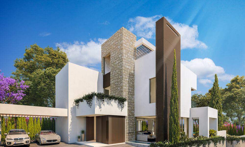 Modern new build villas for sale in Marbella town centre in a gated and secured exclusive villa complex within walking distance of everything 30087