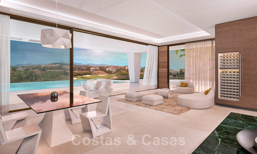 Modern new build villa for sale, directly on the golf course with panoramic golf, mountain and sea views in Estepona 30873