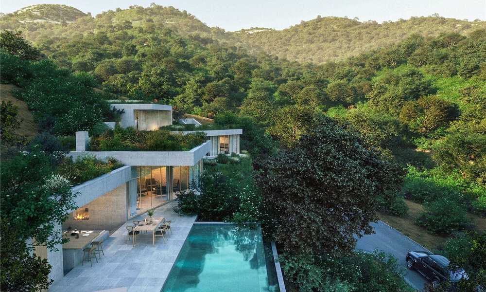 LAST VILLA! Green and sustainable design villas for sale, integrated in their natural surroundings, overlooking the valley and the sea in a gated resort in Benahavis - Marbella 31923