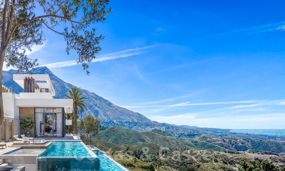 Building plots for turnkey, modern villas with spectacular views of the golf course, the lake, the mountains and the sea to Africa, in a gated nature and golf resort for sale in Benahavis - Marbella 32419