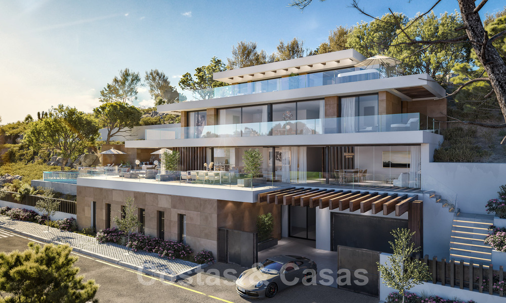 Building plots for turnkey, modern villas with spectacular views of the golf course, the lake, the mountains and the sea to Africa, in a gated nature and golf resort for sale in Benahavis - Marbella 32423