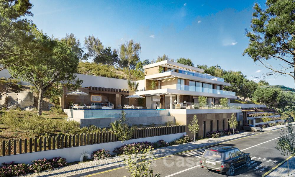 Building plots for turnkey, modern villas with spectacular views of the golf course, the lake, the mountains and the sea to Africa, in a gated nature and golf resort for sale in Benahavis - Marbella 32424