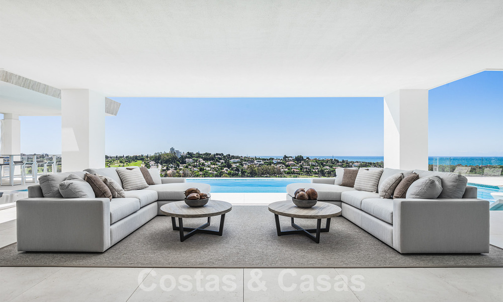 Exclusive modern villa for sale with panoramic mountain, golf and sea views in Marbella - Benahavis. Ready to move in. 32645