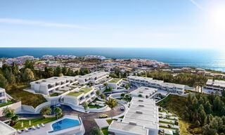 Stunning new avant-garde design terrace houses with sea views for sale in a prestigious golf resort in Mijas Costa, Costa del Sol 32651 