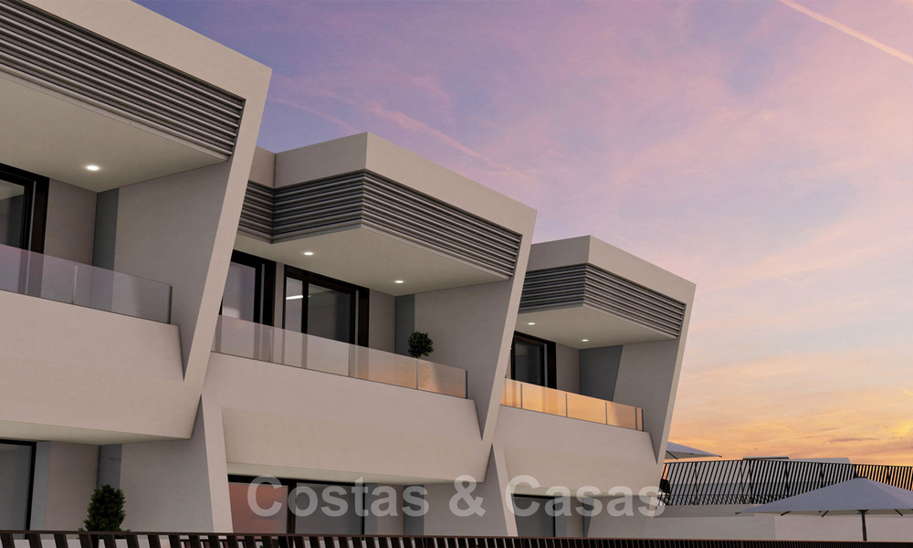 Stunning new avant-garde design terrace houses with sea views for sale in a prestigious golf resort in Mijas Costa, Costa del Sol 32656