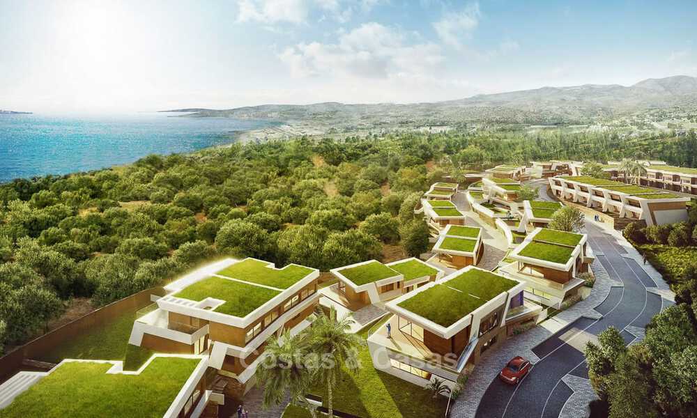 Stunning new avant-garde design terrace houses with sea views for sale in a prestigious golf resort in Mijas Costa, Costa del Sol 32665