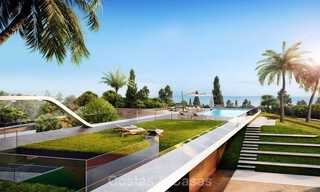 Stunning new avant-garde design terrace houses with sea views for sale in a prestigious golf resort in Mijas Costa, Costa del Sol 32666 