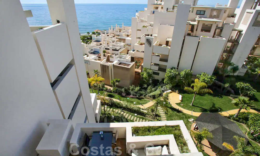 Modern penthouse apartment for sale with private pool and sea views, within a frontline beach complex, between Marbella and Estepona 33748