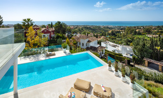 Modern Mediterranean design villa for sale with panoramic sea views in Cascada de Camojan, Golden Mile, Marbella 34296 