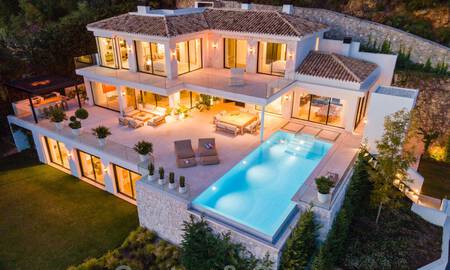 Modern Mediterranean design villa for sale with panoramic sea views in Cascada de Camojan, Golden Mile, Marbella 34316