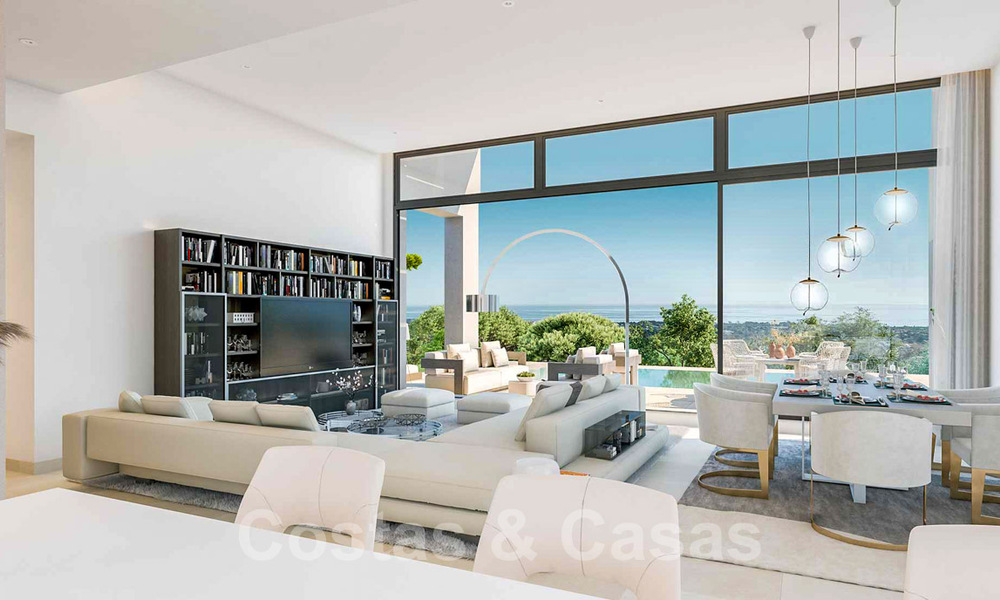 Modern new build villas for sale with panoramic sea views, in a gated resort with clubhouse and amenities in Marbella - Benahavis 34343