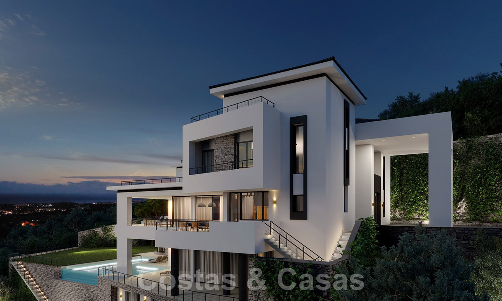 Exclusive and high-tech modern style villa with panoramic sea views for sale, in a prestigious urbanization in Benahavis - Marbella. Completed. 34463