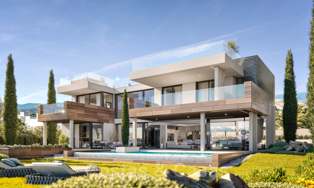 Modern luxury villas for sale with open panoramic sea views to the African coast for sale in Manilva on the Costa del Sol 34724