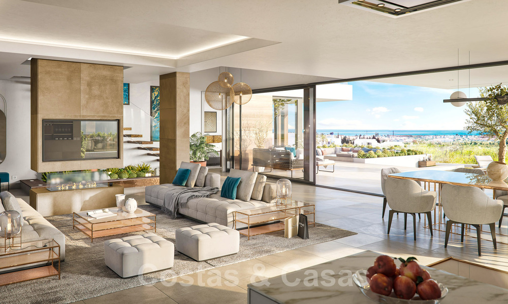 Modern luxury villas for sale with open panoramic sea views to the African coast for sale in Manilva on the Costa del Sol 34732