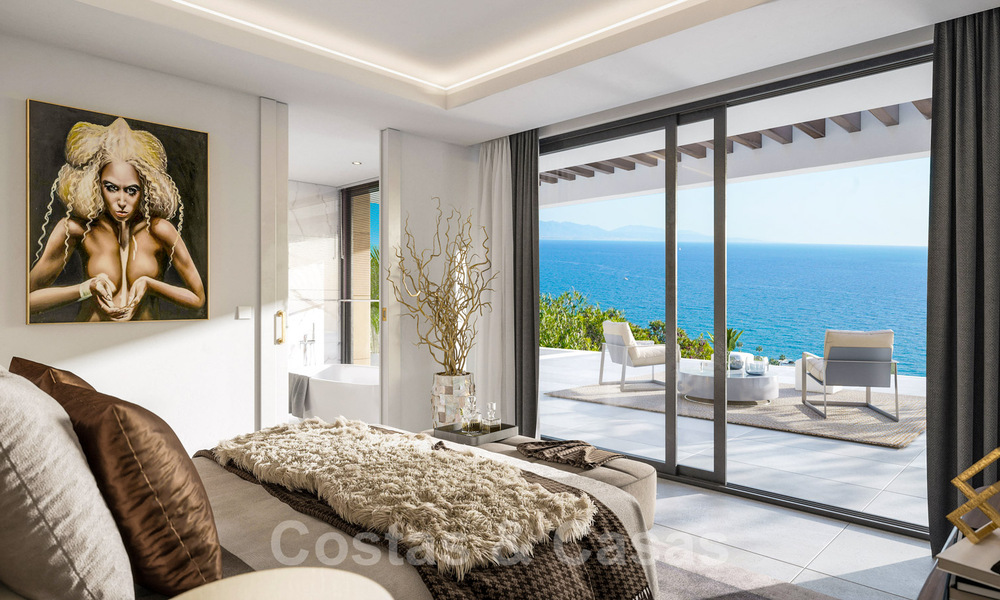 Modern luxury villas for sale with open panoramic sea views to the African coast for sale in Manilva on the Costa del Sol 34738