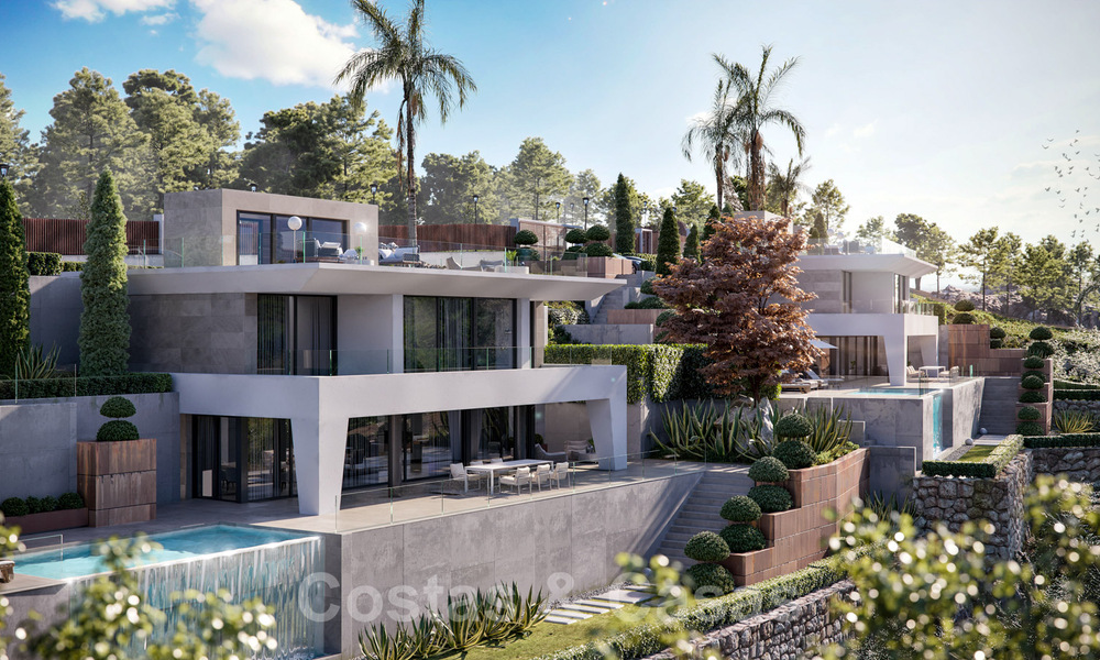 Modern newly built luxury villas for sale with a huge terrace and beautiful panoramic sea views on the Costa del Sol 35200