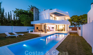 Ready to move in, contemporary villa for sale just steps from the beach and beach clubs and within walking distance of the promenade and center of San Pedro, Marbella 36365 