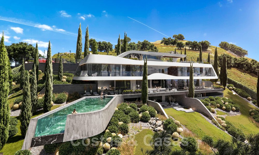 Spectacular designed newly built villa for sale with panoramic views of the golf, lake, mountains and the sea, in a gated golf resort in Benahavis - Marbella 36633