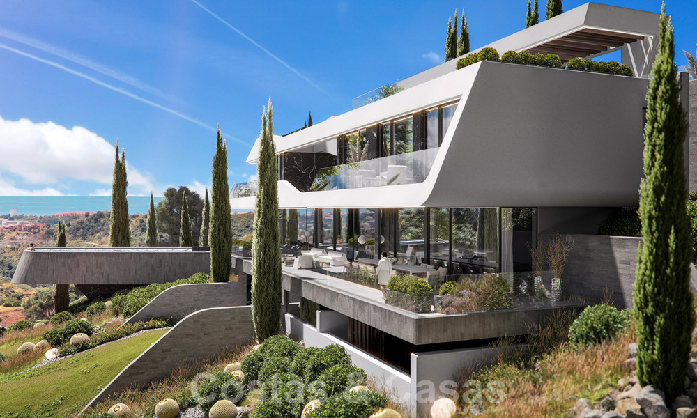 Spectacular designed newly built villa for sale with panoramic views of the golf, lake, mountains and the sea, in a gated golf resort in Benahavis - Marbella 36639