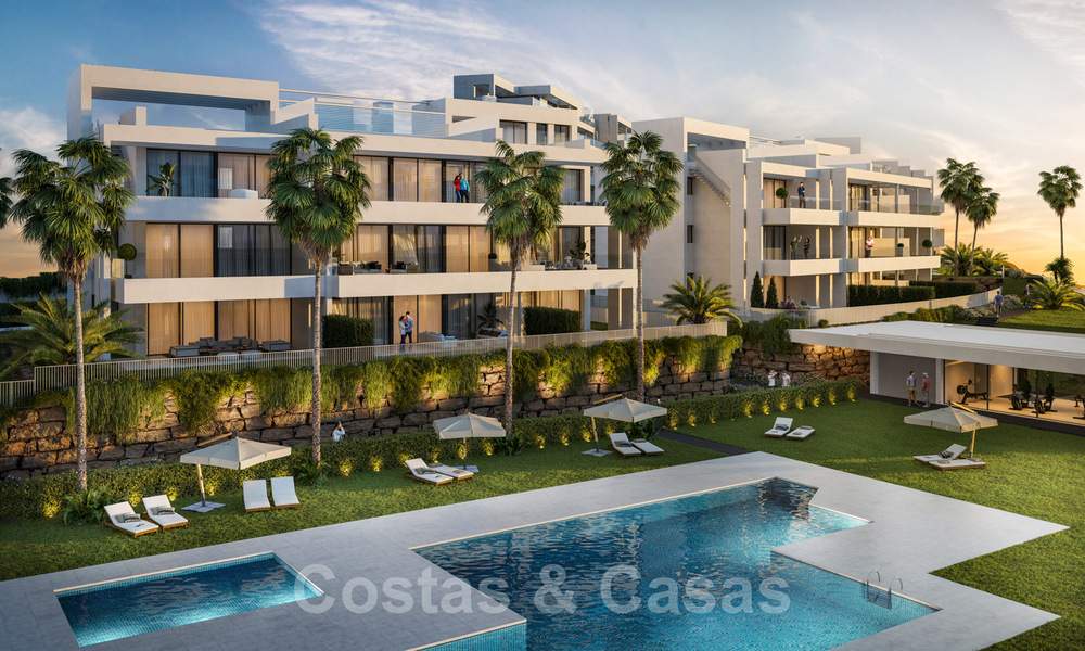 New development with luxury apartments for sale offering panoramic views to the sea and a golf course in Estepona 38002