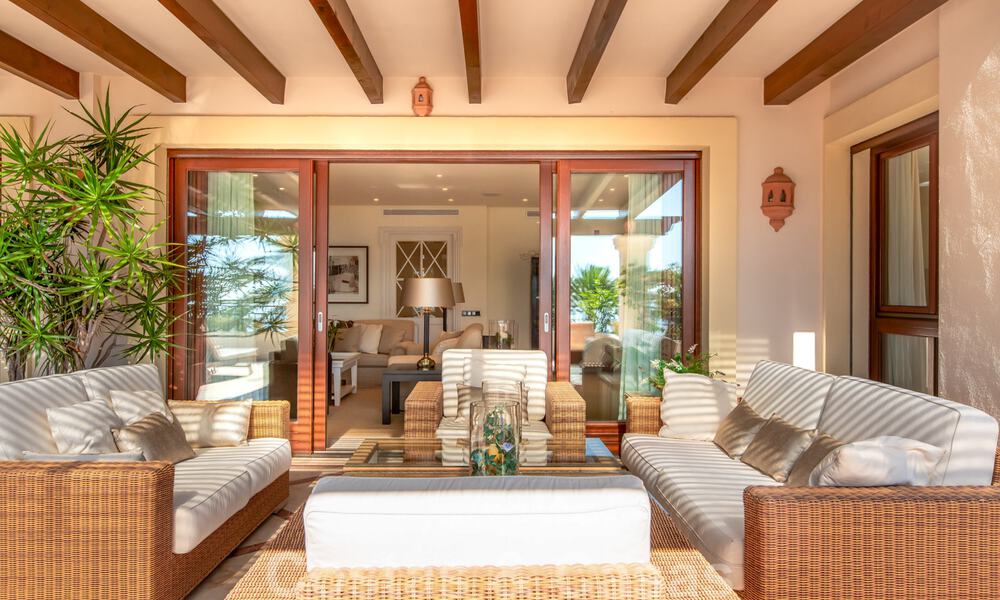 Stylish frontline beach penthouse for sale in Mediterranean style with sea views in Los Monteros, Marbella 38087