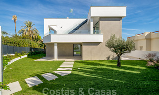 Very affordable, new, ready to move in, modern, beachside villa for sale on the New Golden Mile between Marbella and Estepona, just steps from the beach 38901 