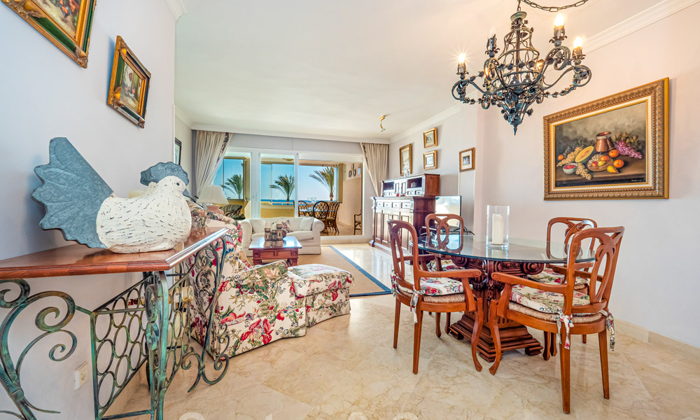 Authentic, frontline beach apartment for sale with sea views just steps from Puerto Banus, Marbella 38628