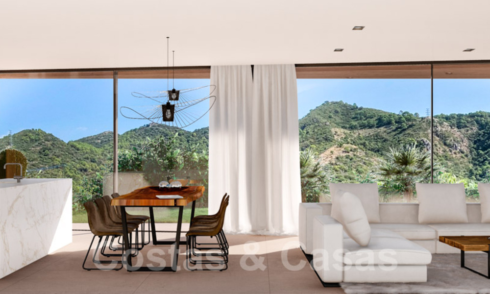 Contemporary, modern villa for sale, located in natural surroundings, with breath-taking views of the valley and the sea, in a gated resort in Benahavis - Marbella 40521