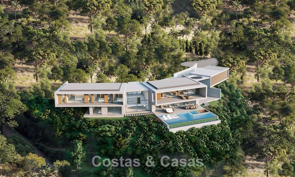 Contemporary, modern villa for sale, located in natural surroundings, with breath-taking views of the valley and the sea, in a gated resort in Benahavis - Marbella 778055