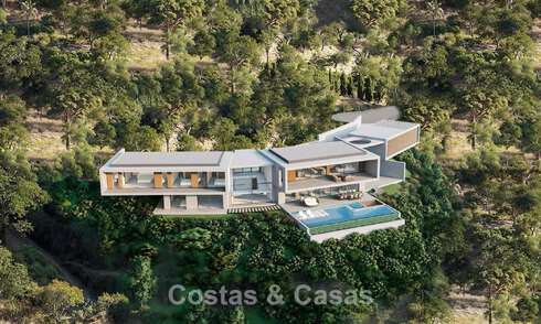 Contemporary, modern villa for sale, located in natural surroundings, with breath-taking views of the valley and the sea, in a gated resort in Benahavis - Marbella 778055