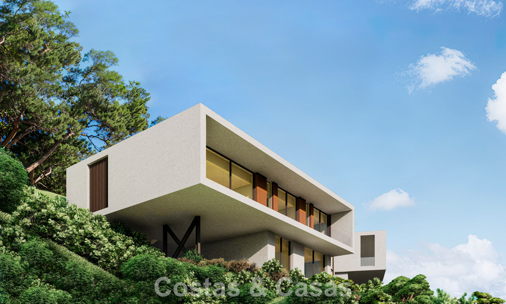 Contemporary, modern villa for sale, located in natural surroundings, with breath-taking views of the valley and the sea, in a gated resort in Benahavis - Marbella 778056
