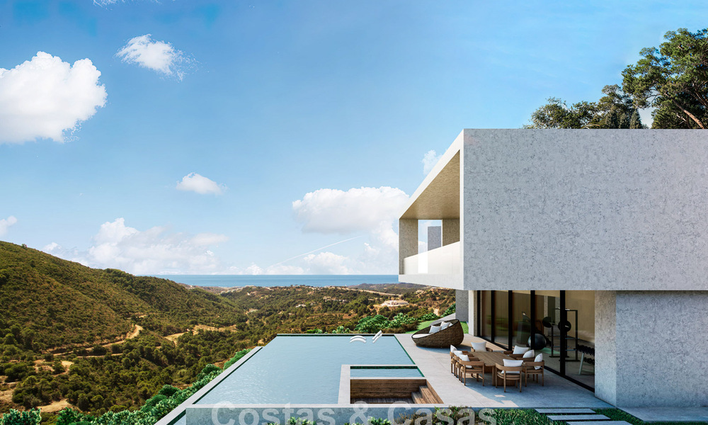 Contemporary, modern villa for sale, located in natural surroundings, with breath-taking views of the valley and the sea, in a gated resort in Benahavis - Marbella 778059
