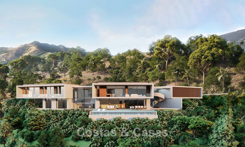 Contemporary, modern villa for sale, located in natural surroundings, with breath-taking views of the valley and the sea, in a gated resort in Benahavis - Marbella 778060