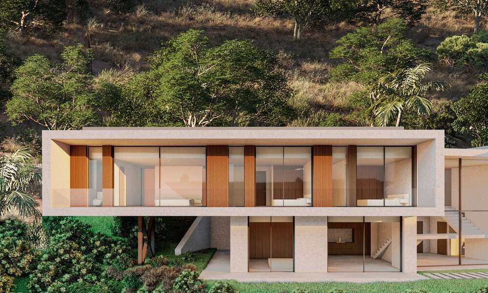 Contemporary, modern villa for sale, located in natural surroundings, with breath-taking views of the valley and the sea, in a gated resort in Benahavis - Marbella 778061