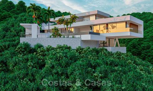 Innovative new construction villa for sale, fitting into the amazing natural environment, unique view of the mountain scenery and the Mediterranean Sea, in a gated resort in Benahavis - Marbella 40531
