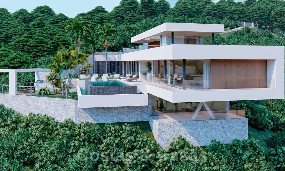 Innovative new construction villa for sale, fitting into the amazing natural environment, unique view of the mountain scenery and the Mediterranean Sea, in a gated resort in Benahavis - Marbella 40532