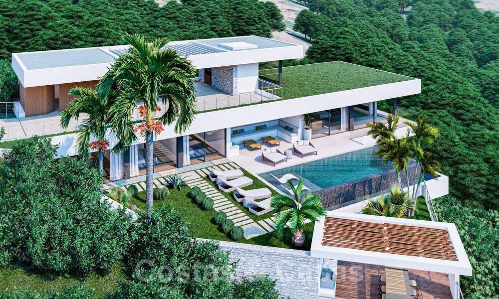 Innovative new construction villa for sale, fitting into the amazing natural environment, unique view of the mountain scenery and the Mediterranean Sea, in a gated resort in Benahavis - Marbella 40535