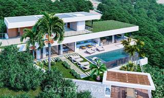 Innovative new construction villa for sale, fitting into the amazing natural environment, unique view of the mountain scenery and the Mediterranean Sea, in a gated resort in Benahavis - Marbella 40535 