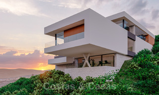 Innovative new construction villa for sale, fitting into the amazing natural environment, unique view of the mountain scenery and the Mediterranean Sea, in a gated resort in Benahavis - Marbella 40536 