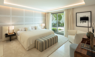Contemporary, Mediterranean, luxury villa for sale, frontline golf in a gated urbanization in Nueva Andalucia, Marbella 40901 