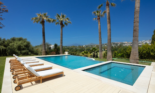Contemporary, Mediterranean, luxury villa for sale, frontline golf in a gated urbanization in Nueva Andalucia, Marbella 40907 