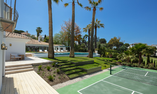 Contemporary, Mediterranean, luxury villa for sale, frontline golf in a gated urbanization in Nueva Andalucia, Marbella 40911 